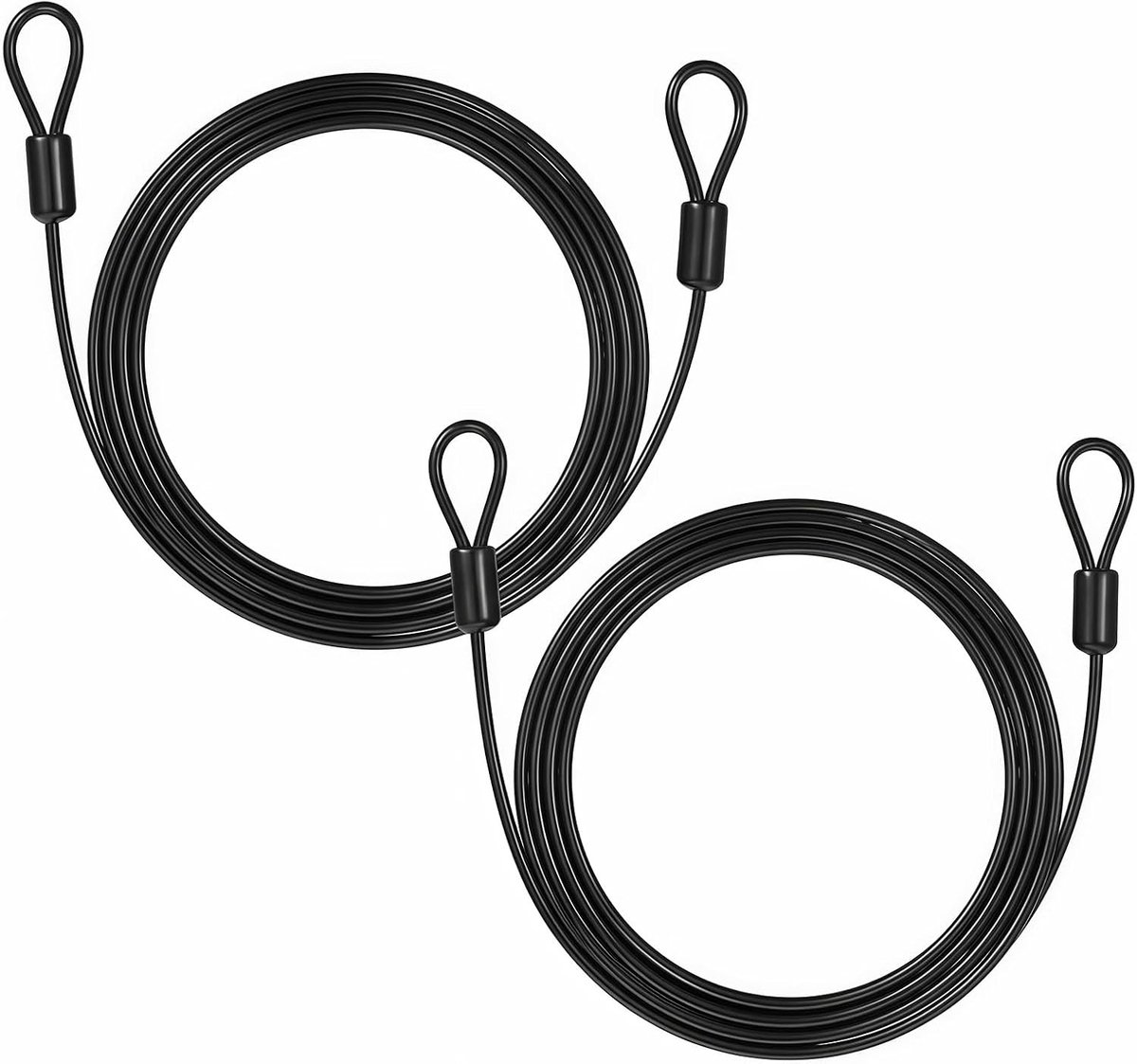 2 m × 4 mm gespkabels van staaldraad met dubbele ogen, vergrendelingsdraad voor fietsslot, aanhangers en tuinmeubelen