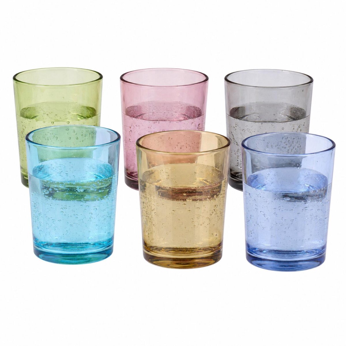 Excellent Houseware drinkglazen set Colours - waterglazen - multi gekleurd glas - 6x stuks - 360 ml