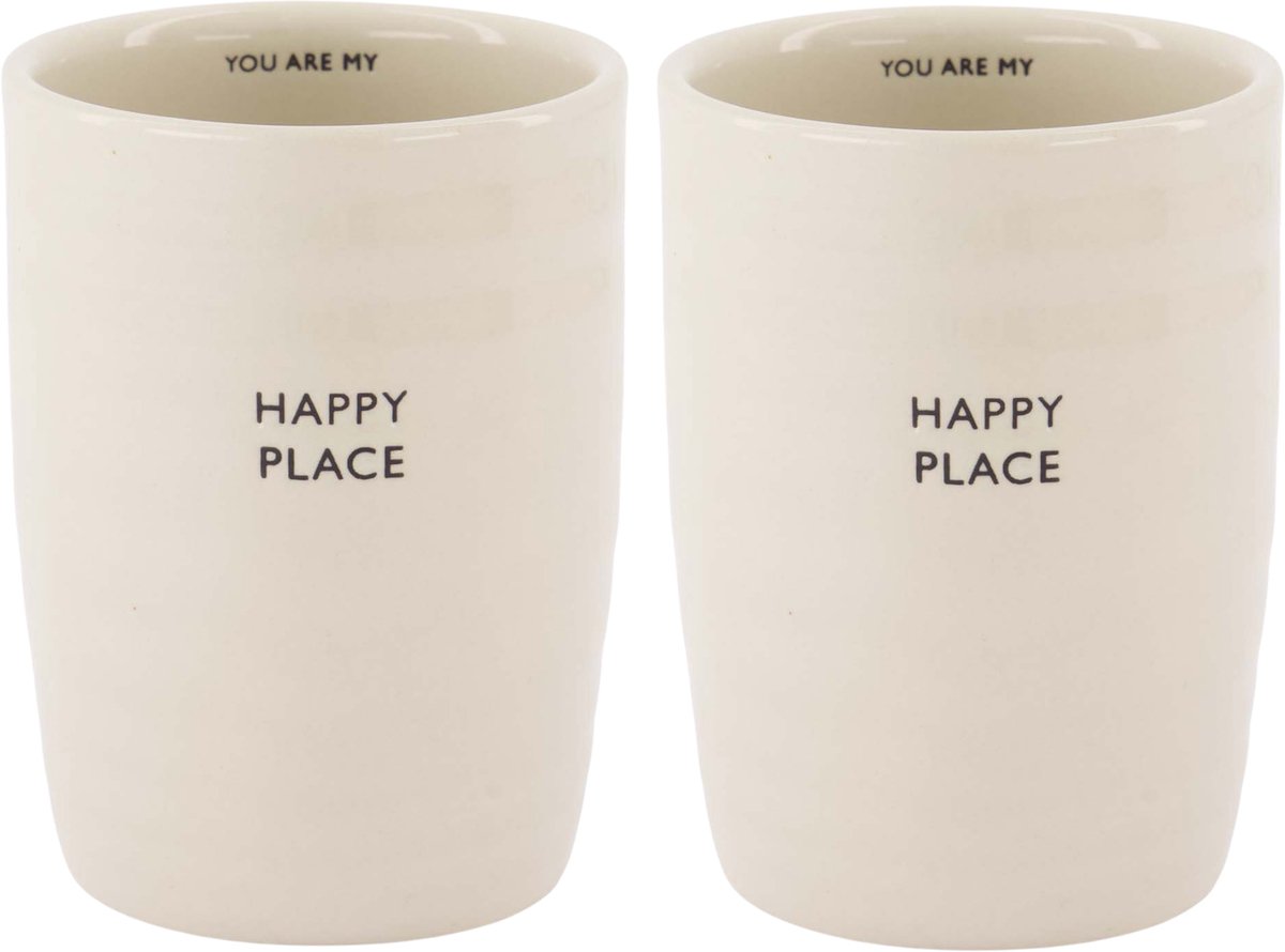 Zusss Set Van 2 Koffiemokken Happy Place - Sand - 225Ml Keramiek Sand