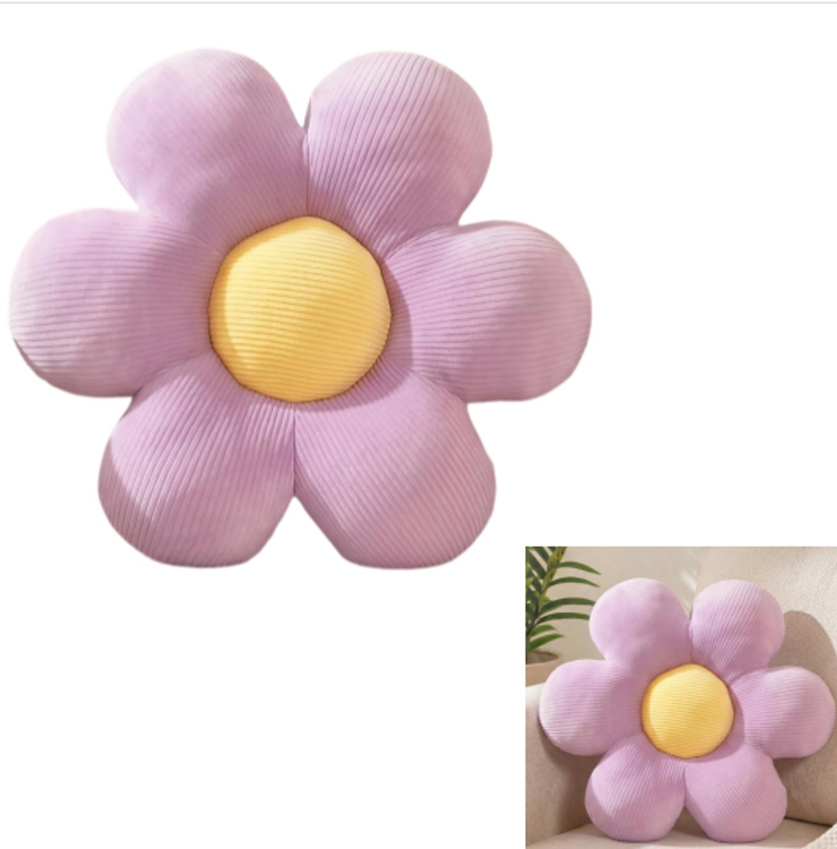 Kussen met bloemenpatroon - Stoelkussen - Prachtige decoratie - Zacht en comfortabel - Geschikt voor bedden, banken en vloeren - 40 cm - Paars