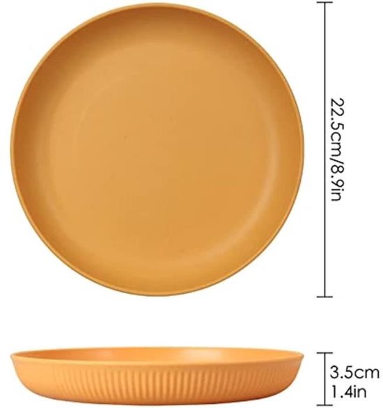 Campingbordenset - 6 stuks - Onbreekbaar - Kunststof - 22,5 cm — afbeelding 2