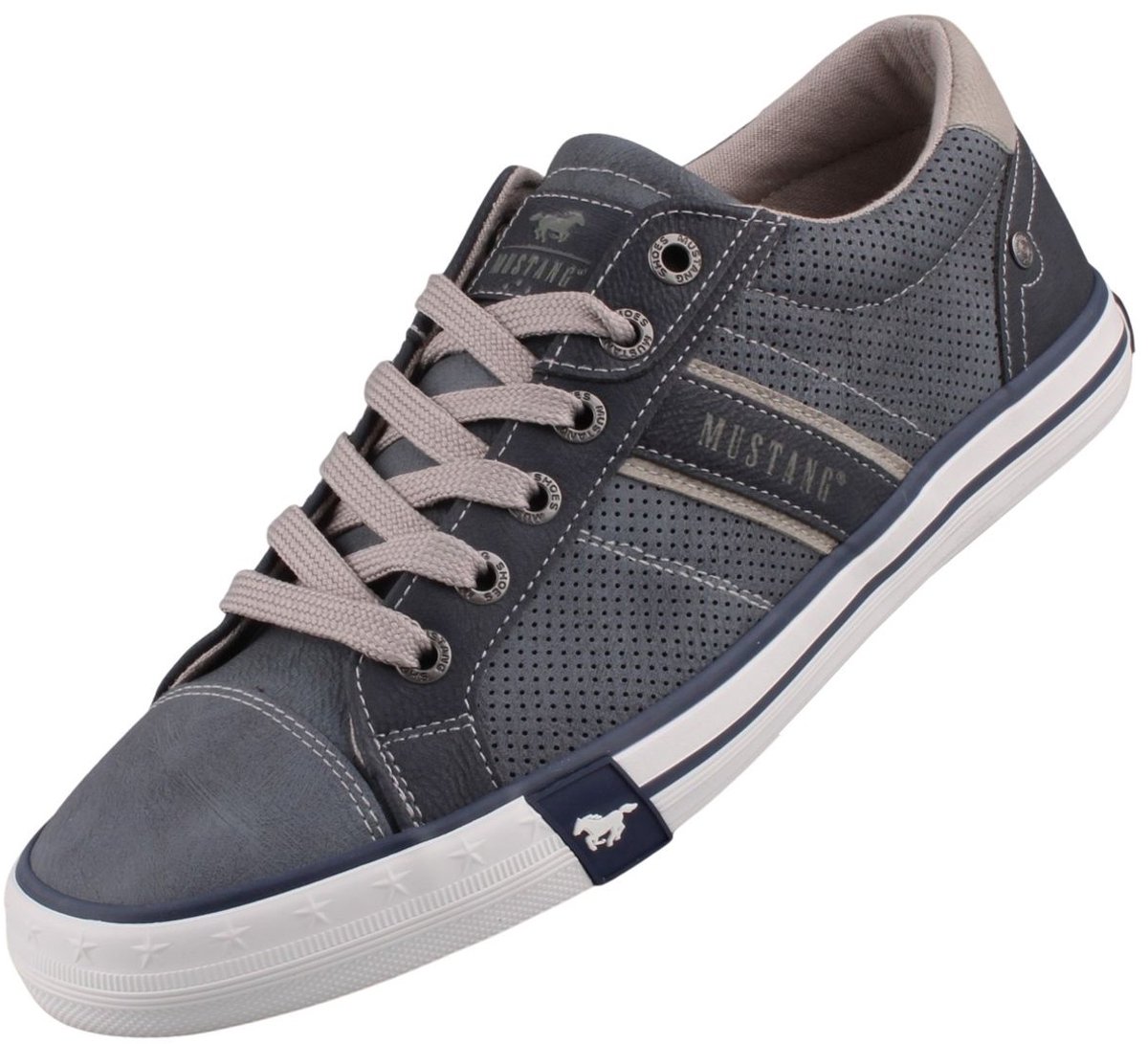 Mustang heren sneaker van canvas blauw
