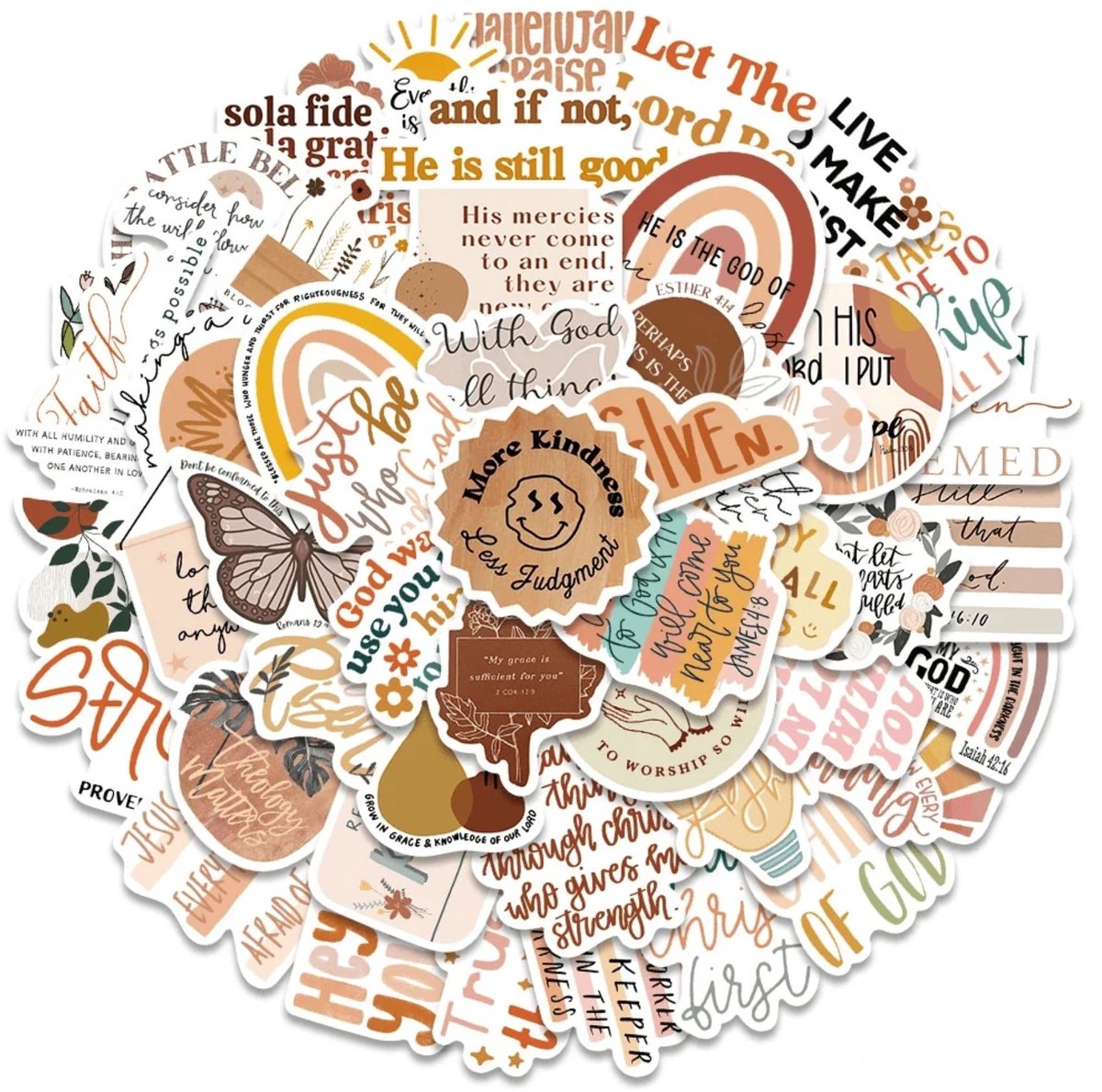 Christelijke Stickers – 50 Geloof Stickers met Bijbelteksten – 4-6 cm