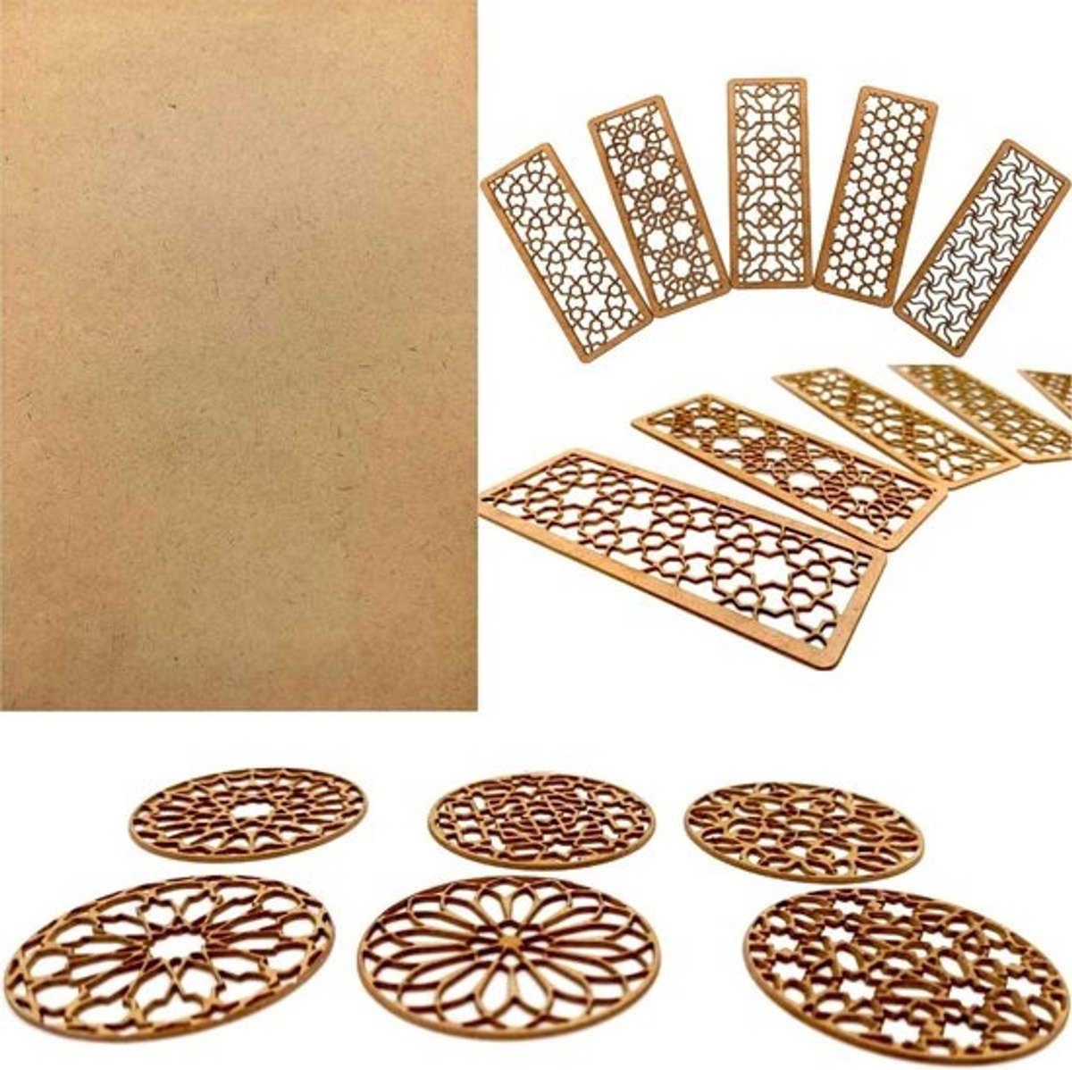 MDF Platen - Hout Platen - Houtbewerking Hobby - 12 mm dik - A4 formaat - Natuurlijk