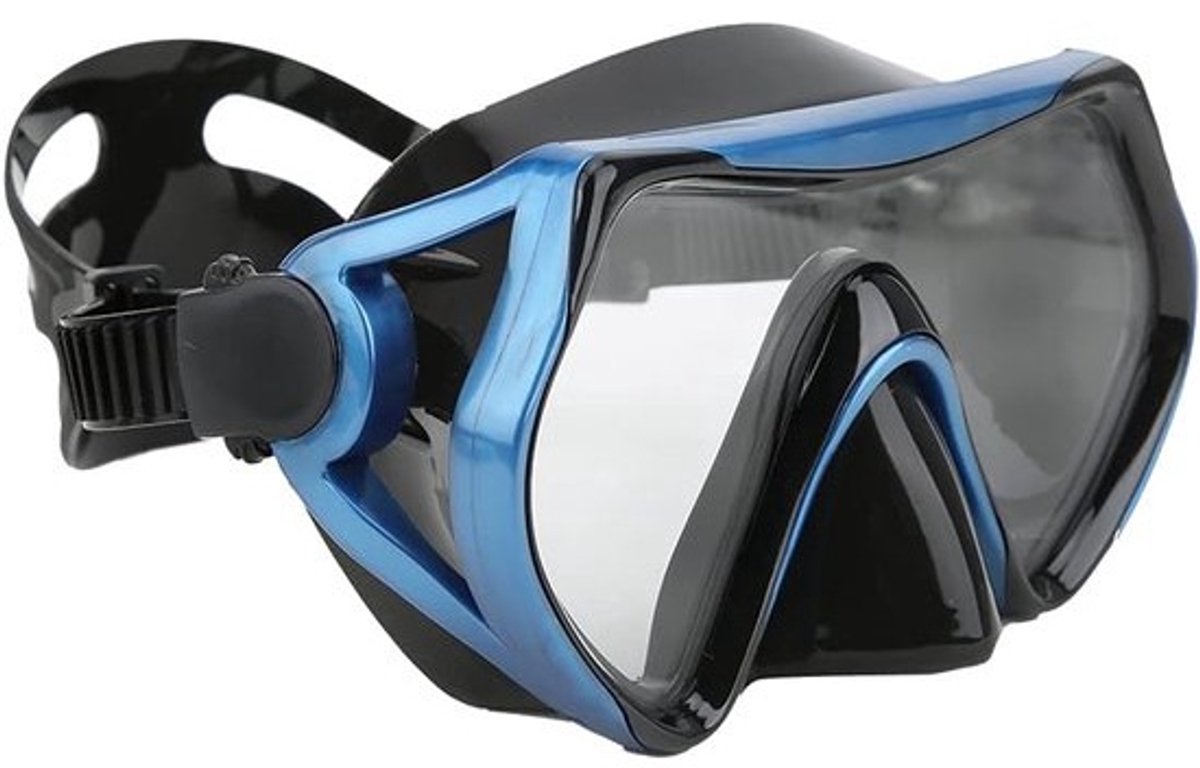 Duikbril Volwassenen - Snorkel Set - Onderwater Ontdekken - Brede Band Comfort - 17x9cm - Zwart Blauw