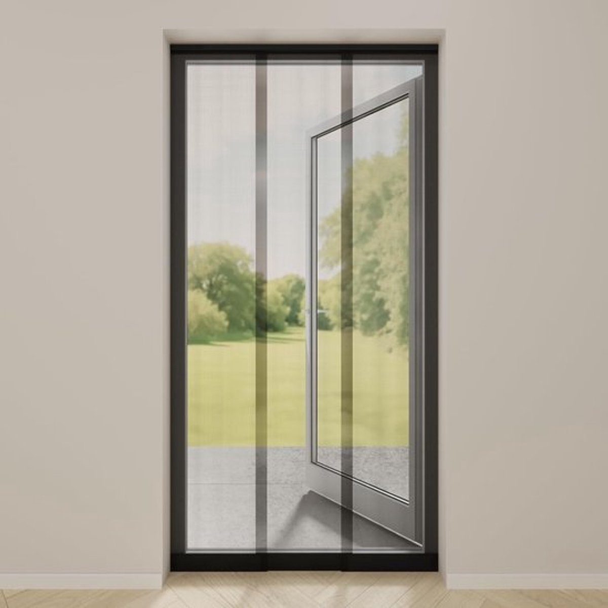 Vliegengordijn Lamellen - Hor Deur - Buiten Zitten - Montage Zonder Boren - 95 x 235 cm - Antraciet Zwart