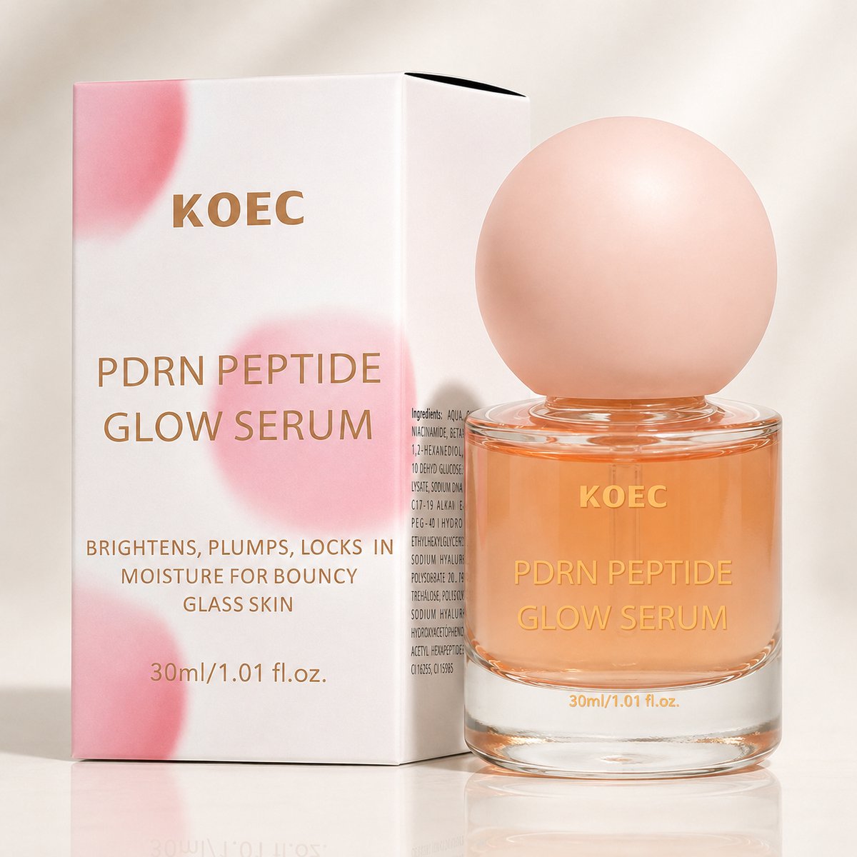 KOEC PDRN Peptide Glow Serum 30ml – PDRN Serum – Peptiden – Hyaluronzuur – Niacinamide – Hydraterend & Verstevigend – Glass Skin – Korean Skincare – K-Beauty