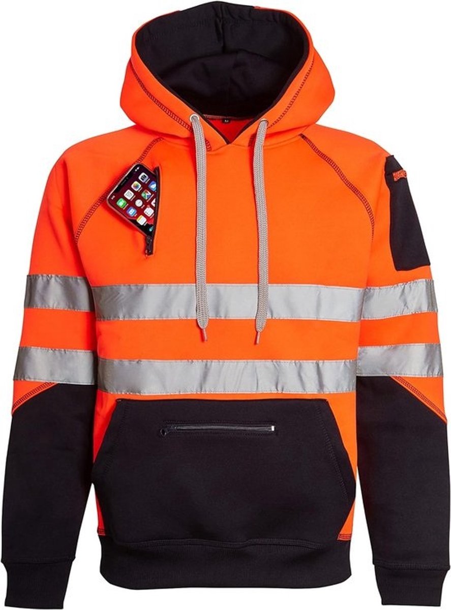 Hoge Zichtbaarheid Trui met Capuchon en Ritssluiting | Reflecterende Veiligheids Jas voor Heren