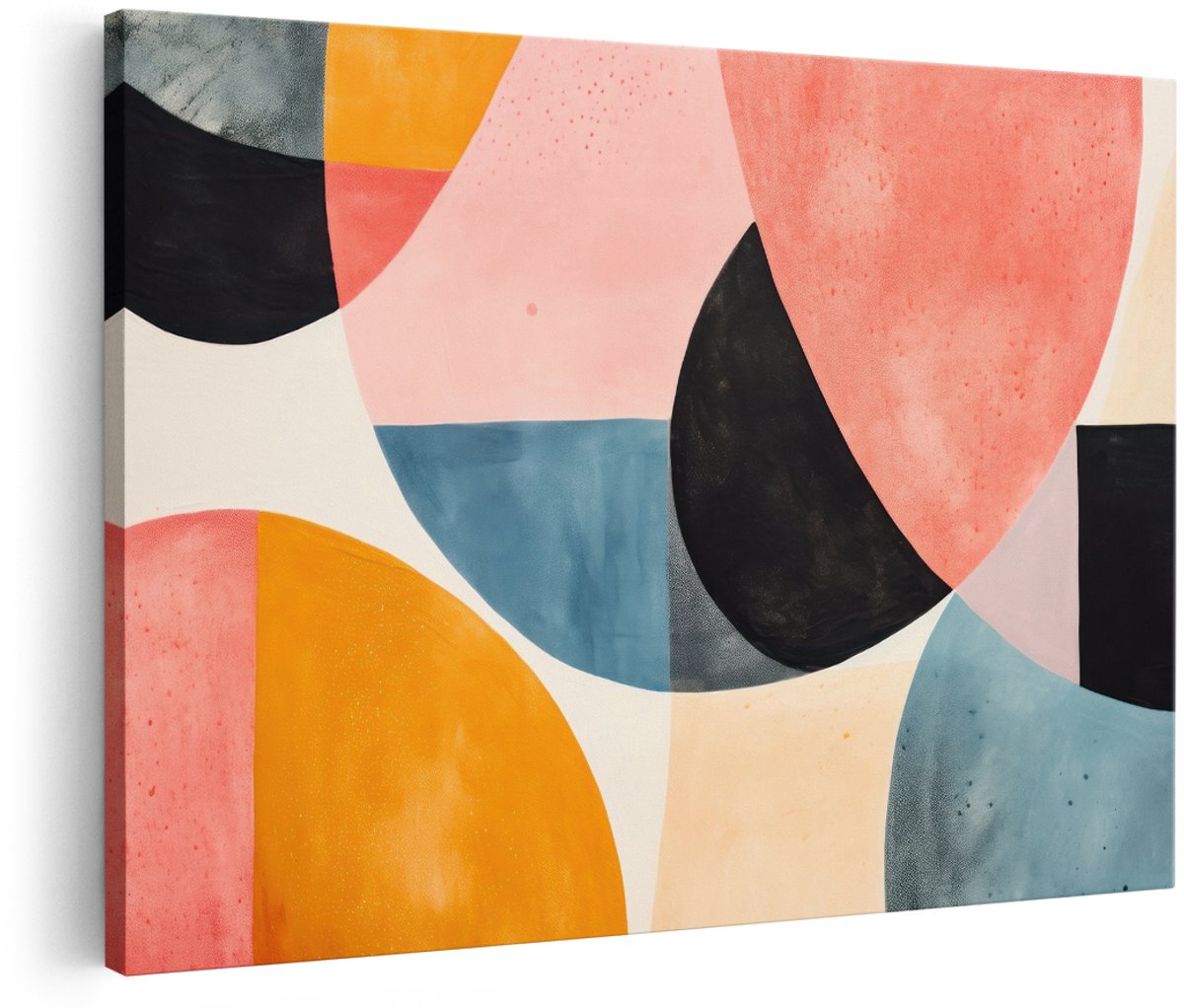 Artaza Canvas Schilderij Abstract - 180x120 cm - Groot - Wanddecoratie Modern - Muurdecoratie Geometrisch - Decoratie Kleurrijk - Roze