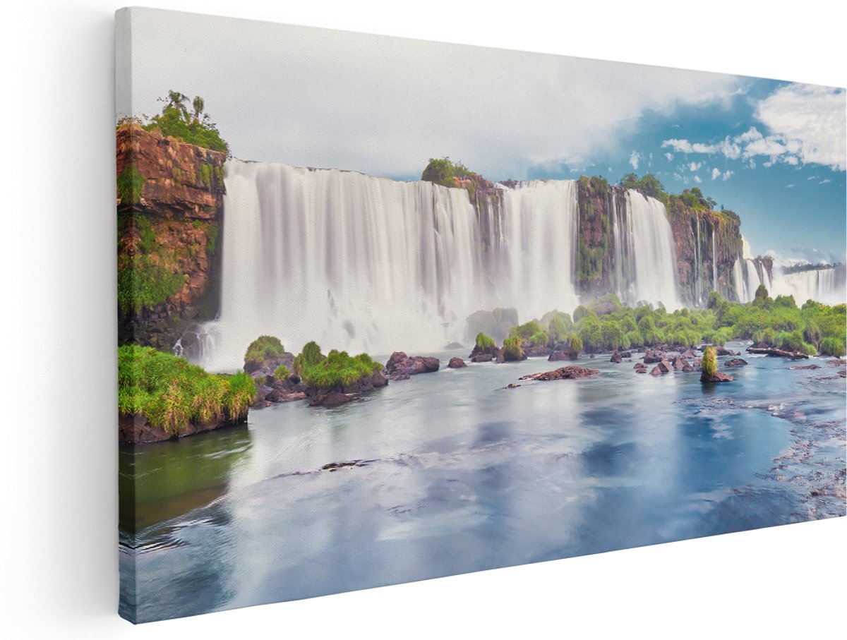Artaza Canvas Schilderij Watervallen In Argentinië - 180x90 cm - Groot - Wanddecoratie Woonkamer - Schilderijen - Muurdecoratie