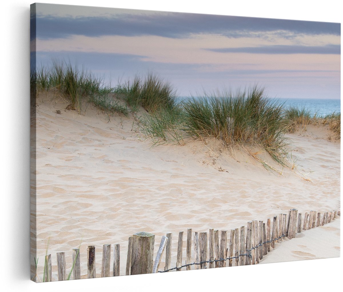 Artaza Canvas Schilderij Zand Duinen aan het Strand - 180x120 cm - Groot - Foto Op Canvas - Wanddecoratie Woonkamer