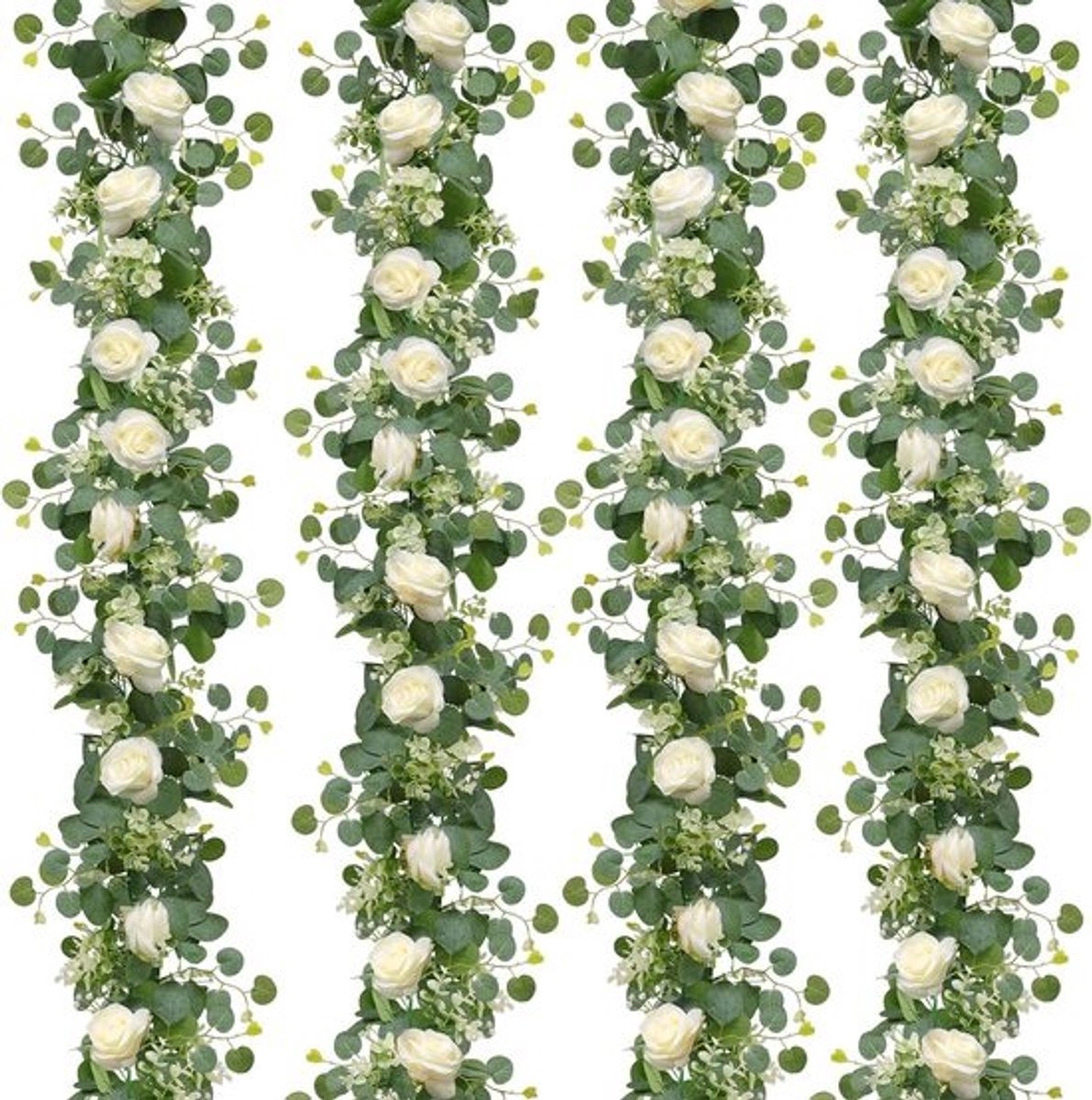 Kunstbloemen slinger - Nep bloemen - Decoratie aanbrengen - Realistische details - 4 stuks 180cm - Wit