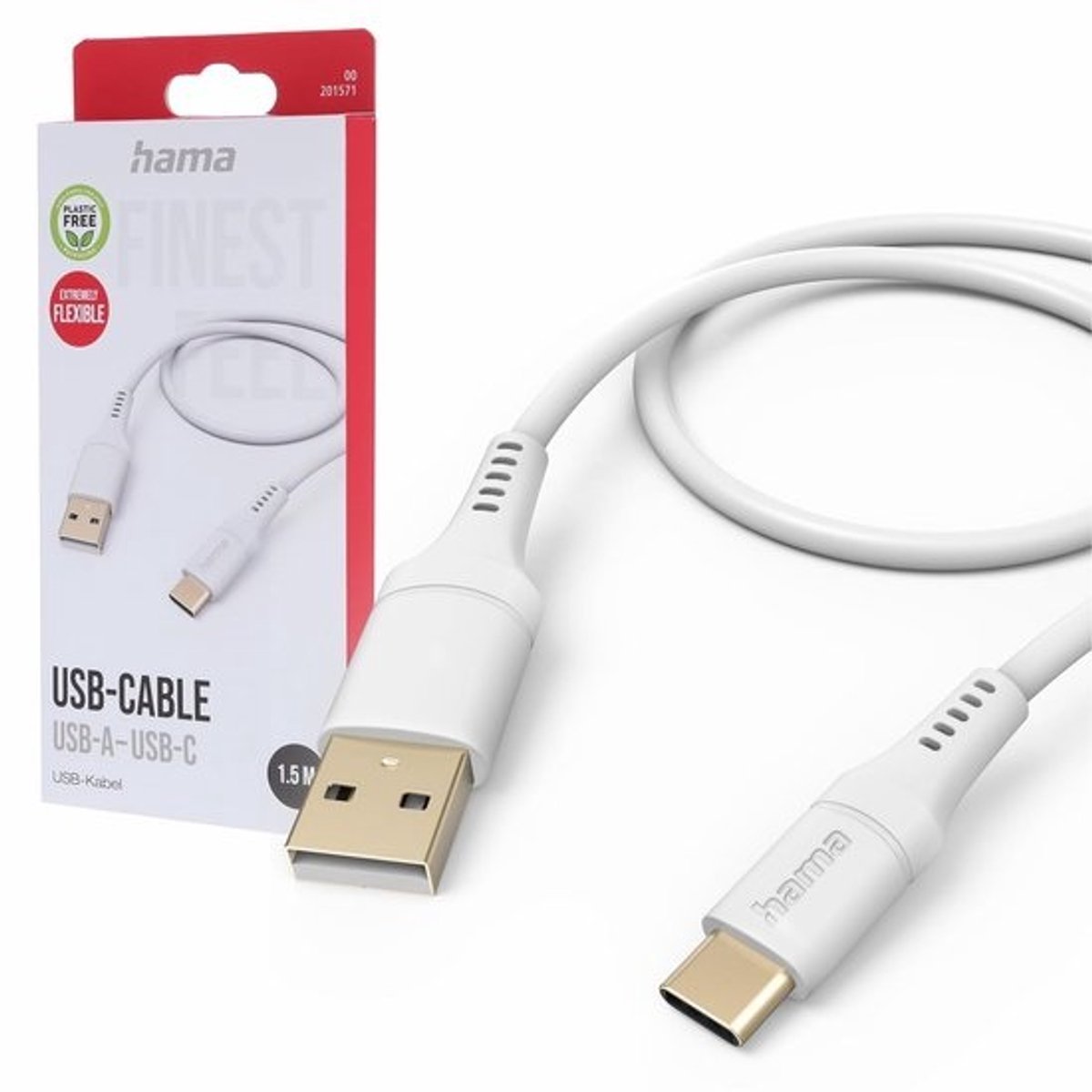 Flexibele USB-A naar USB-C Oplaadkabel 1,5 Meter voor Telefoon en Tablet