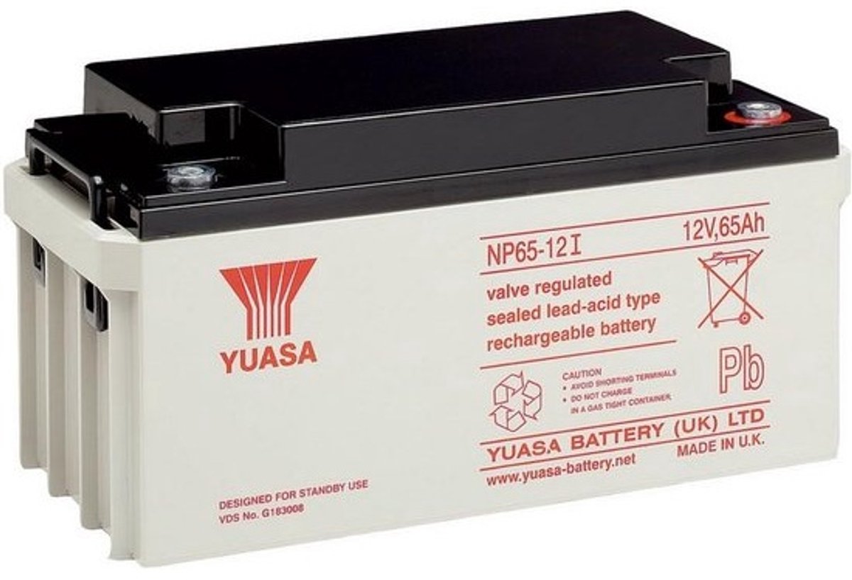 Oplaadbare Batterij - Loodaccu - Energie Opslag - M6 Aansluiting - 35 x 16.6 x 17.4 cm - Zwart Wit