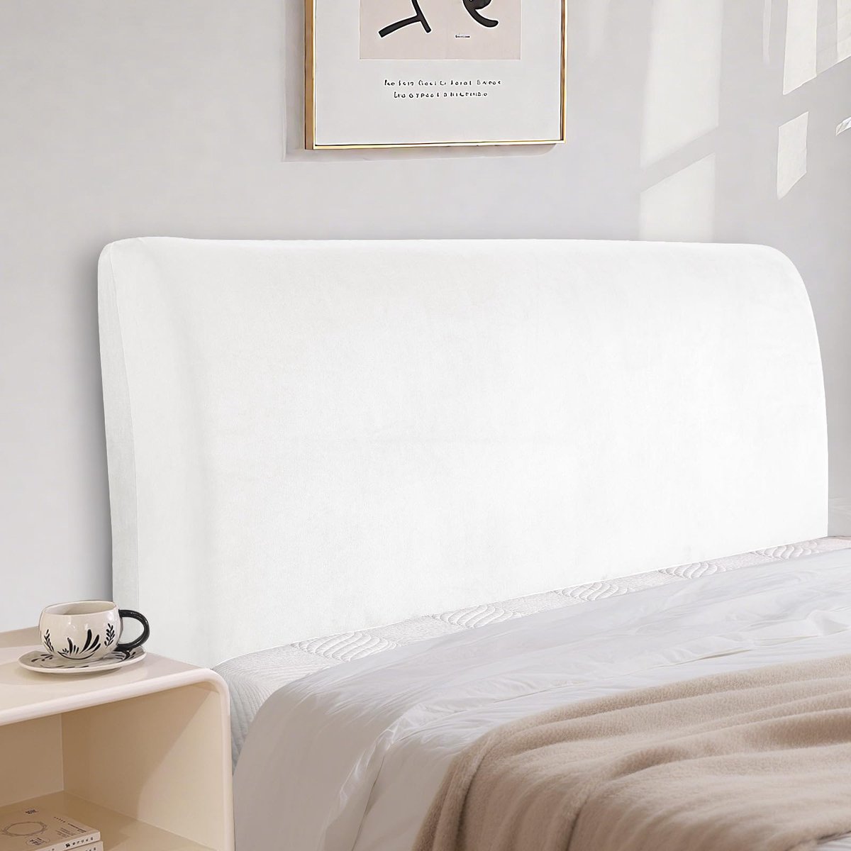 CYCMACO Fluwelen Bed Headboard Cover, Stretch All-Inclusive Bescherming Cover, Elastisch, Effen, Stofdichte - ShopVlot