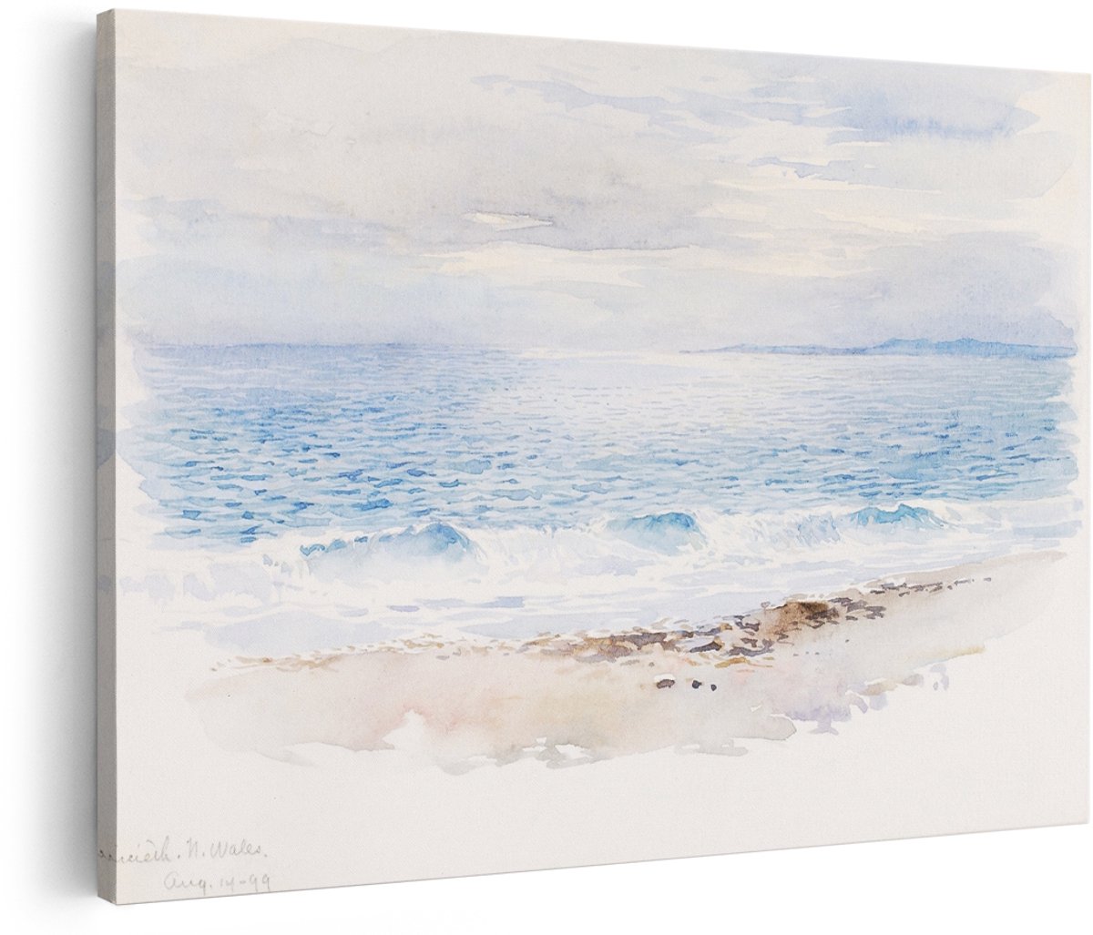 Artaza Canvas Schilderij Strand Zee - 180x120 cm - Groot - Wanddecoratie Natuur - Muurdecoratie Landschap - Decoratie Golven Horizon