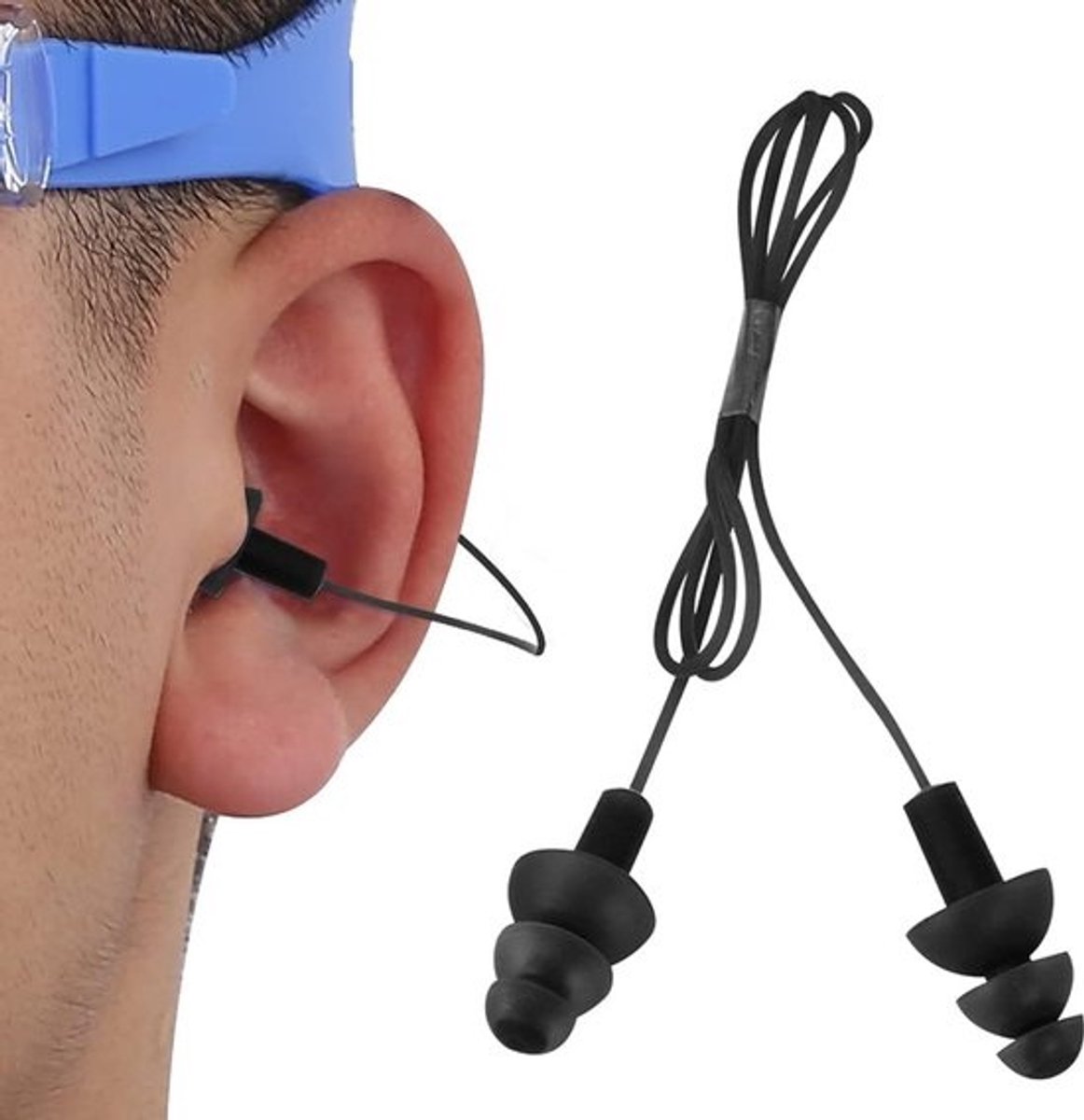 Zachte Siliconen Oordopjes met Kabel voor Zwemmen en Watersport