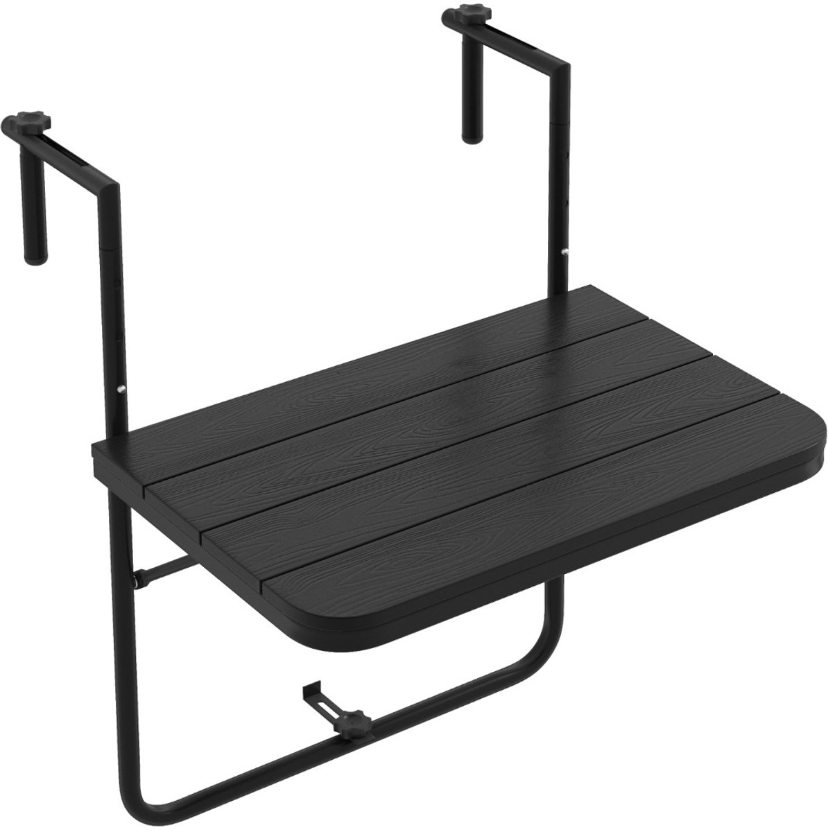 SureDeal® - Bijzettafel - Balkontafel Hangen Inklapbare - Balkonleuningen Antraciet - 62,5x60x73 cm - Zwart