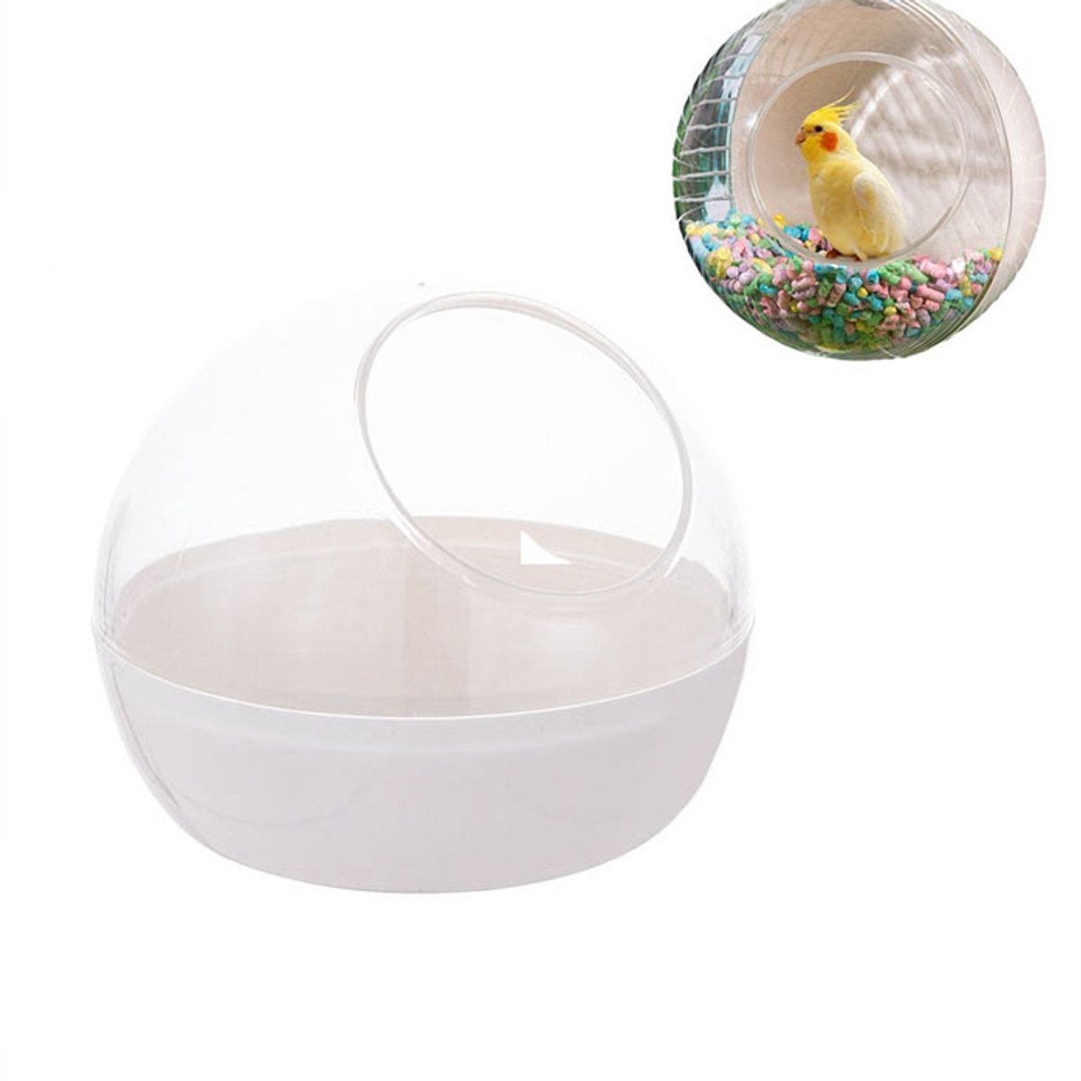 Wasbaar transparant hangend vogelhuisje -Hangende vogelbroedkast - Bijtbestendige vogelkooi/nest - Vogelkooi - Vogelhuisje - 15,5*15,5*12 cm - Geschikt voor grasparkieten, dwergpapegaaien, kanaries, enz. - Wit, transparant