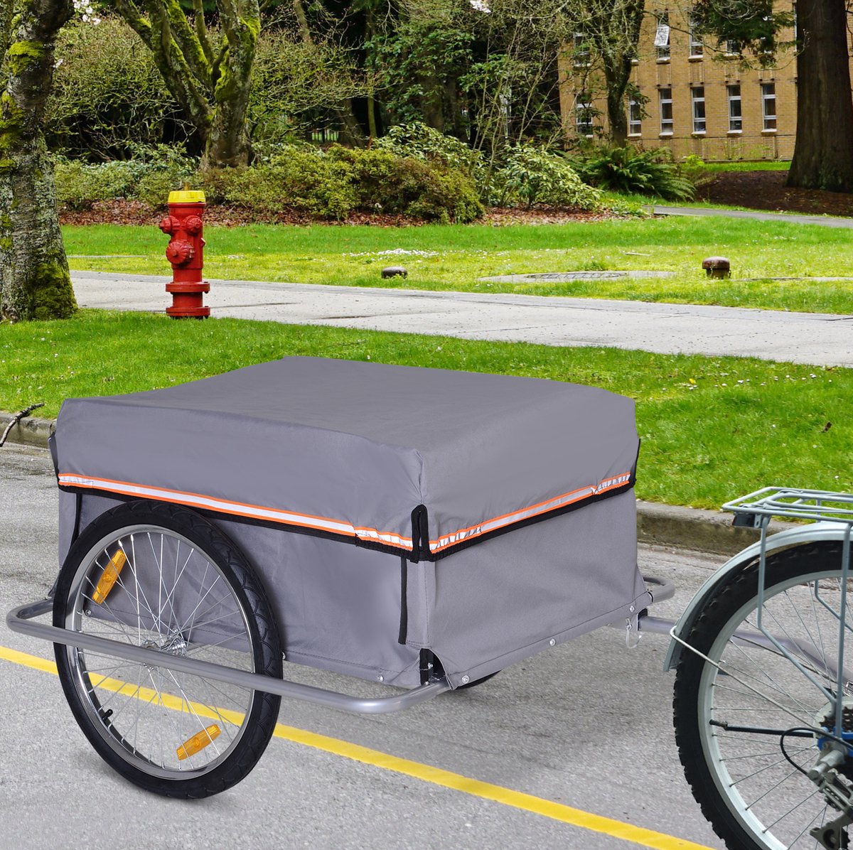 COVREO Bagagefietskar 140x88x60 cm grijs staal en Oxford stof - 40 kg - voor transport