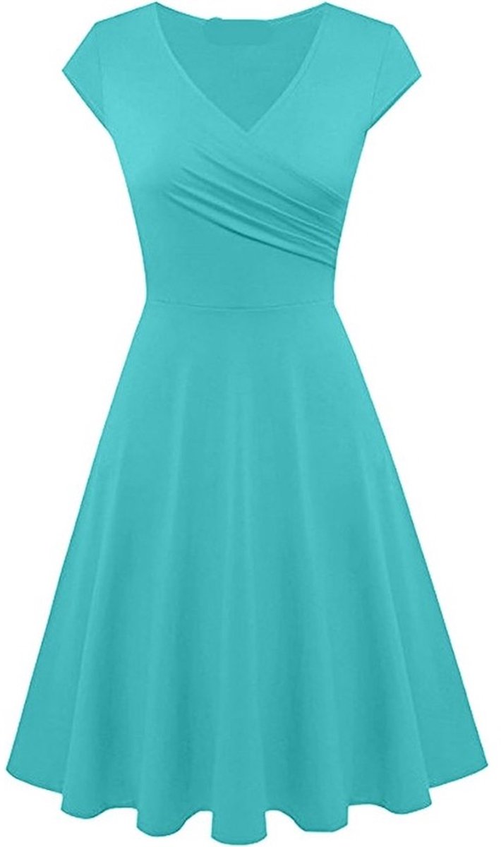 Elegante Damesjurk met V-hals en Korte Mouwen voor Feestelijke Gelegenheden