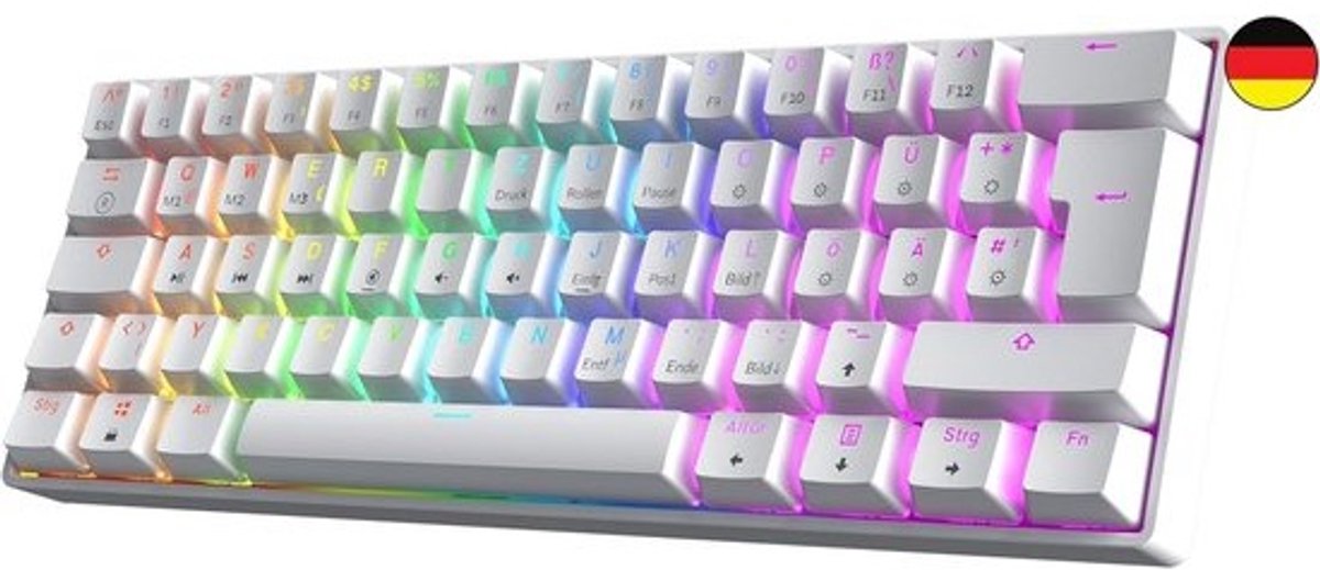 Compact Mechanisch Gamingtoetsenbord met RGB Achtergrondverlichting - 62 Toetsen Draadloze Verbinding voor PC/Mac