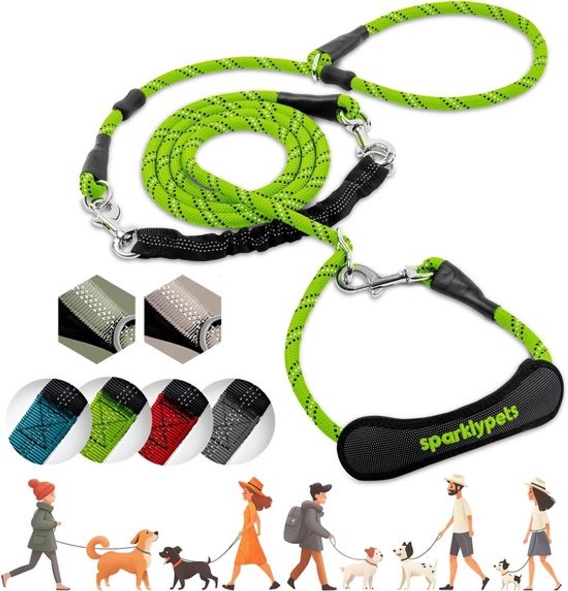 Multifunctionele Bungee-Handsfree Hondenriem - Crossbody en Heupriem voor Middelgrote en Grote Rassen
