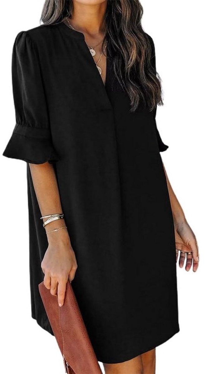 Damesshirt met lange mouwen en luipaardpatroon, Zwart, XL
