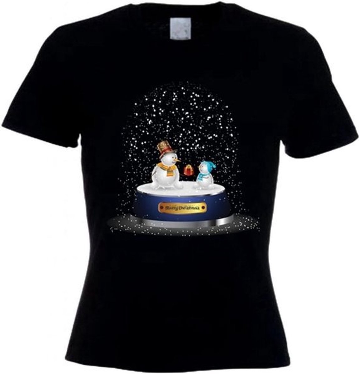 Kerst T-shirt Dames - Zwart - XL - 100% Katoen