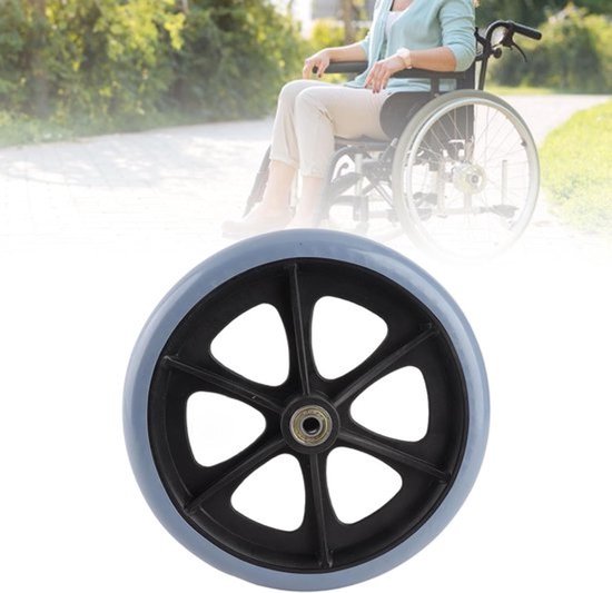 Rolstoel Voorwiel - Loopwiel Rubber - Mobiliteit Verbeteren - Duurzaam Rubber Materiaal - 8 Inch Diameter - Grijs — afbeelding 2