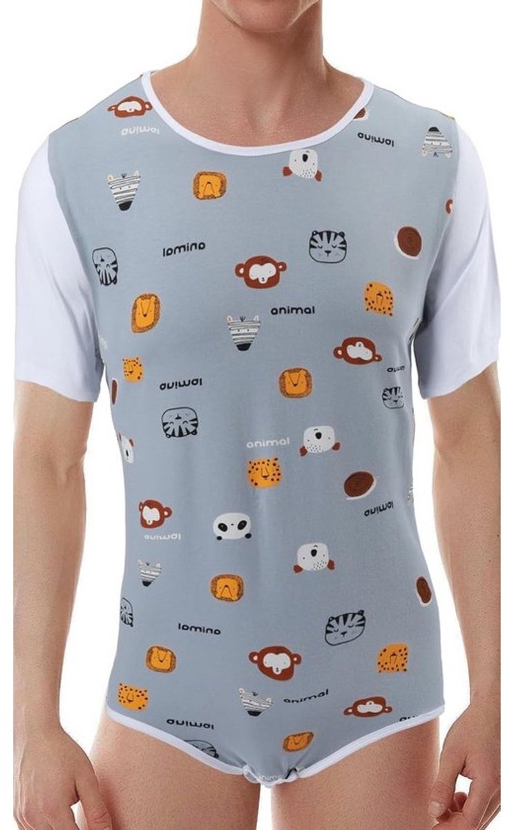 Heren Bodysuit Romper met Knoppen bij Kruis - Comfortabele Katoen Onesie voor Mannen