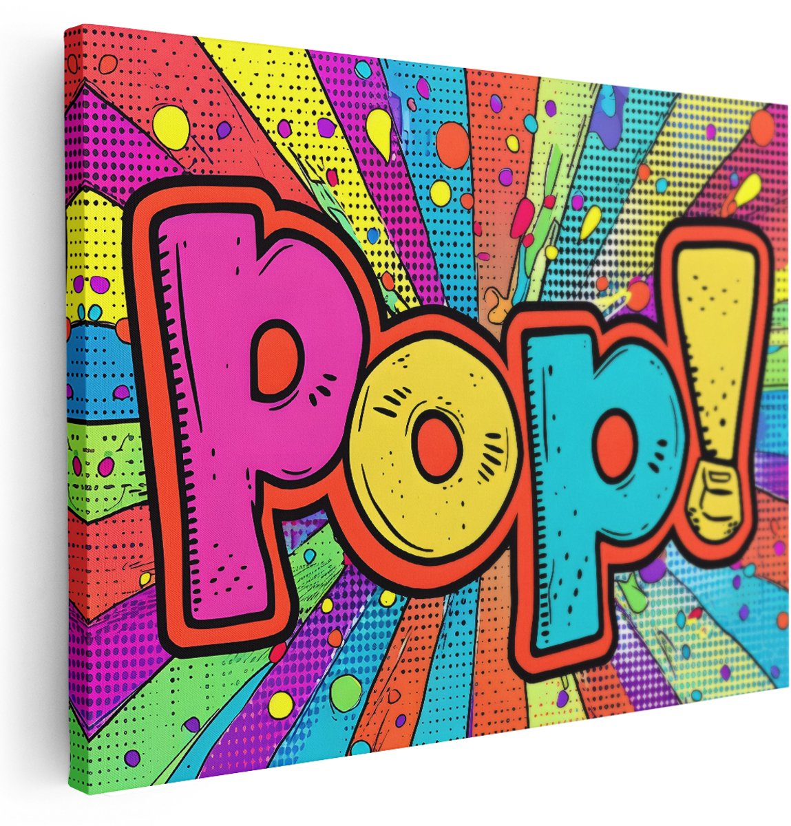 Artaza Canvas Schilderij Kleurrijk - 160x120 cm - Groot - Wanddecoratie Pop Art Tekst - Muurdecoratie Vintage - Decoratie Retro - Kamer Accessoires