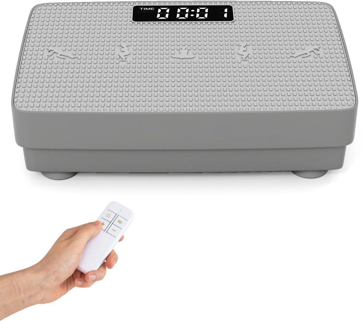 SureDeal® - Cardio fitne - Krachtige Trilplaat Trilplatform - Led display - Afstandsbediening Grijs - 44,5x28x12 cm - Grijs