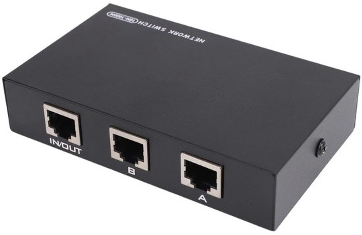Netwerk Switch Splitter - RJ45 Selector Hub - Apparaten Koppelen - Metaal Robuust - 100/1000M - Zwart