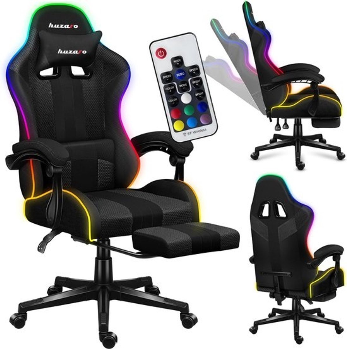 RGB Gaming Stoel met Uitschuifbare Voetensteun en LED-verlichting