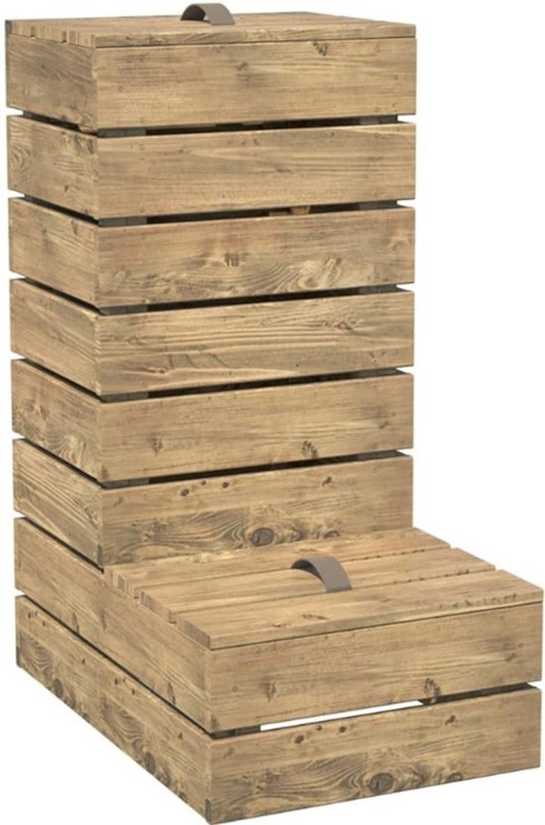 Houten compostbak met deksel en klep 40x60x81 cm