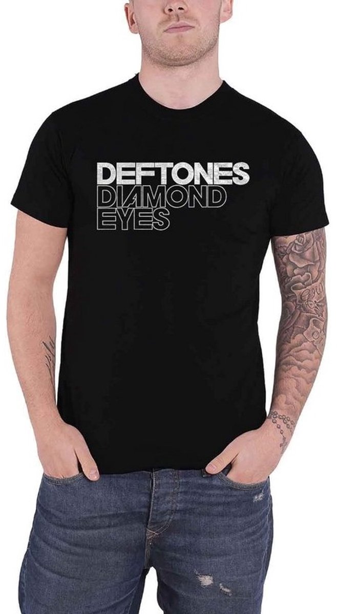 Bands Hemptshirt Zwart Mannen - Diamant Ogen Logo Muziek Shirt