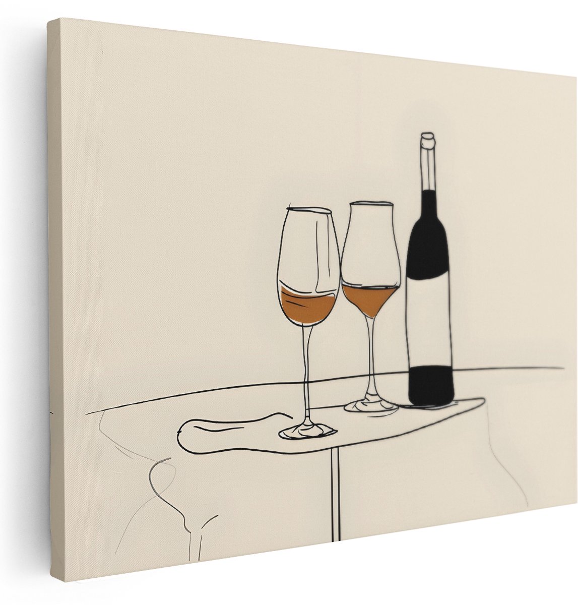 Artaza Canvas Schilderij Stilleven - 160x120 cm - Groot - Wanddecoratie Wijn - Muurdecoratie Minimalistisch - Decoratie Bar - Kamer Accessoires