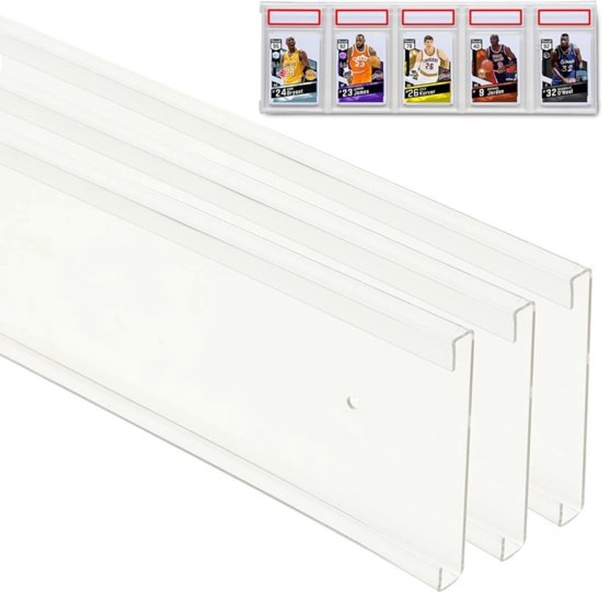 Muurbevestiging Kaarthouder Display voor Sportkaarten - 12 of 15 Houders, Compatibel met PSA, BGS, CGC en Toploaders, Acryl Frame met Zwarte Afwerking