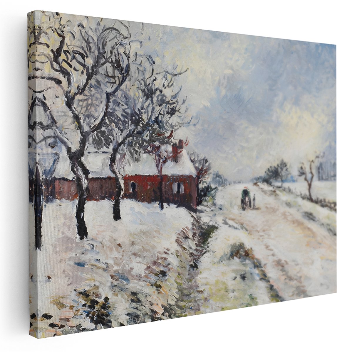Artaza Canvas Schilderij Landschap - 160x120 cm - Groot - Wanddecoratie Winter - Muurdecoratie Olieverfschilderij Natuur - Kamer Accessoires