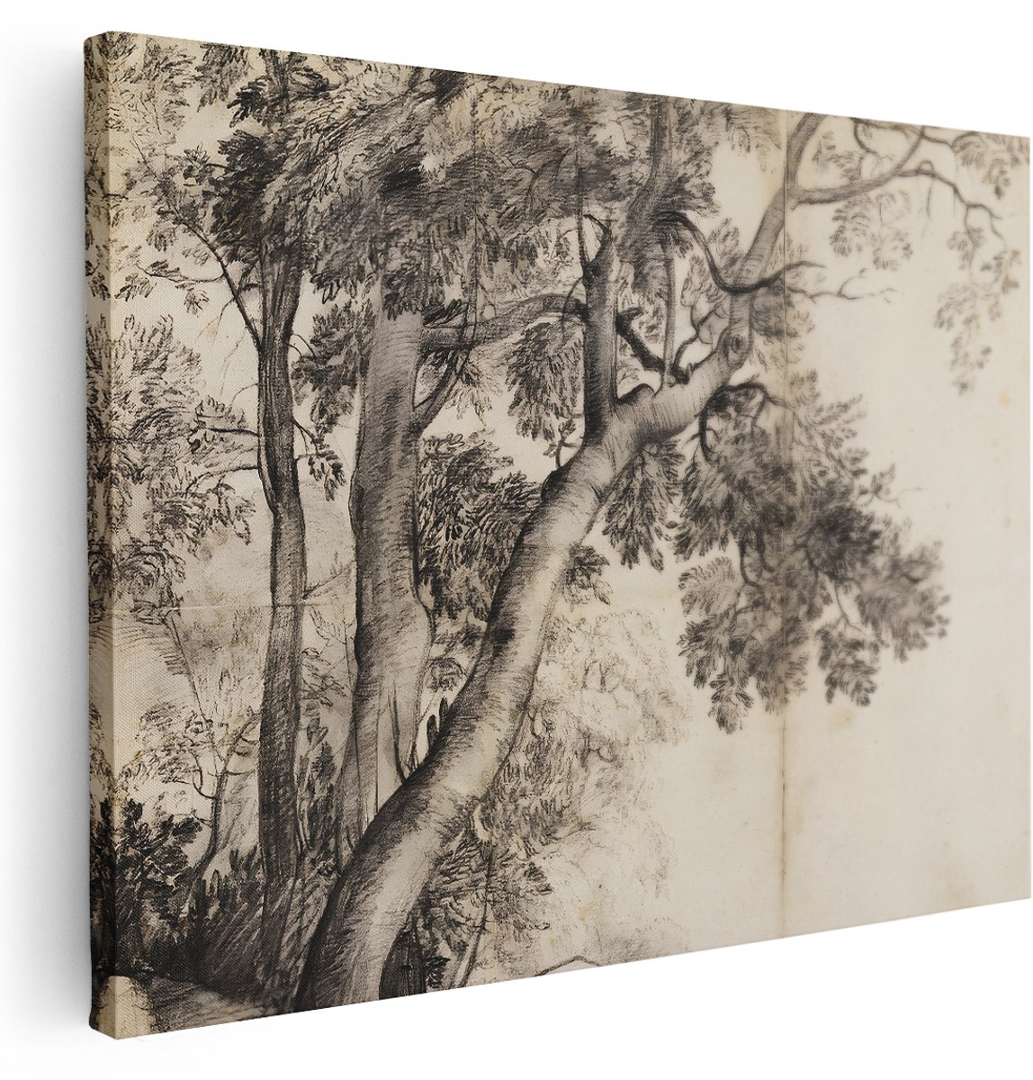 Artaza Canvas Schilderij Bos - 160x120 cm - Groot - Wanddecoratie Boom - Muurdecoratie Landschap Natuur - Decoratie Vintage Woonkamer