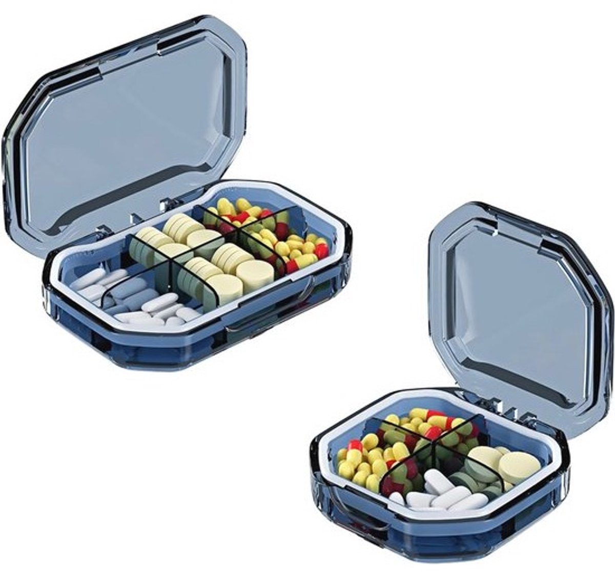 Pillendoos Klein voor Reizen - Draagbare Organizer met 6 en 4 Compartimenten, Waterproof en Vochtbestendig, Compact en Handig