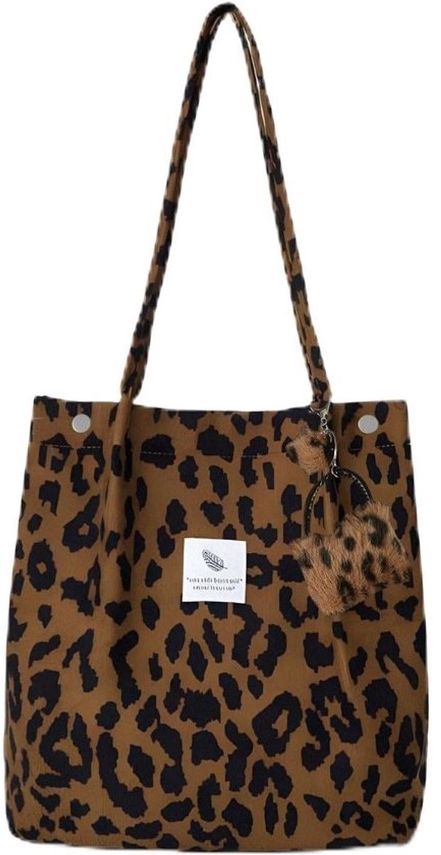 Grote Schoudertas Dames met Luipaardprint - Lichtgewicht Shopper en Handtas voor Werk, Strand en Dagelijks Gebruik