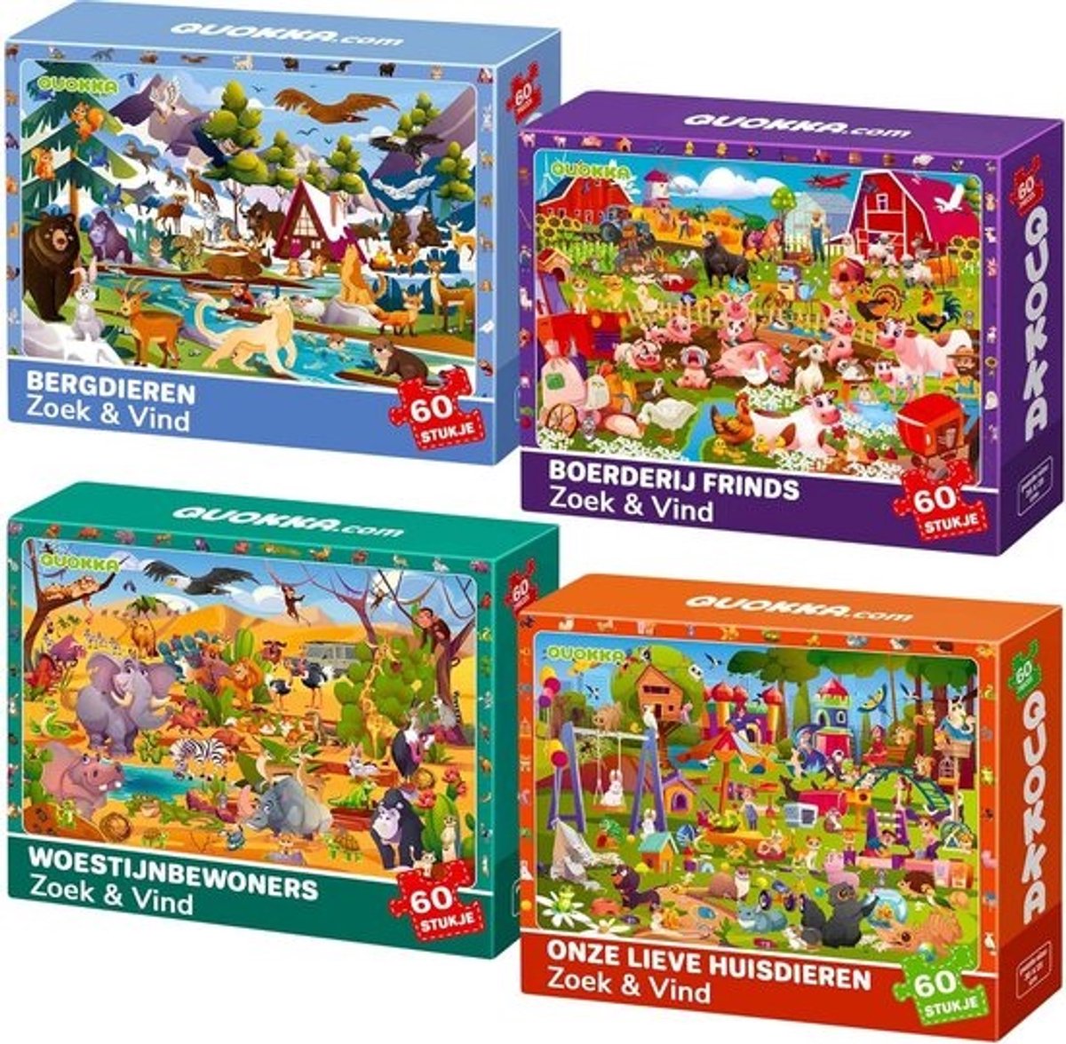 Puzzel voor Kinderen - Zoek & Vind Puzzelspellen met 4x60 Stukjes - Educatief Speelgoed voor Jongens en Meisjes