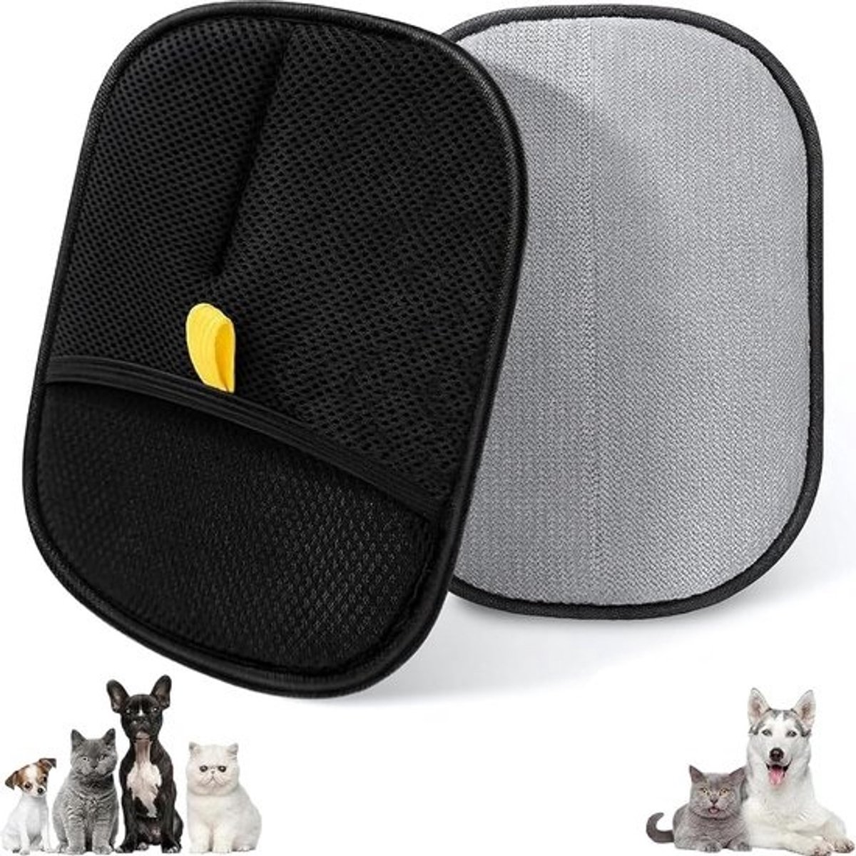 Dubbelzijdige dierenharen-handschoenen voor honden en katten - 2 stuks - wasbaar en herbruikbaar
