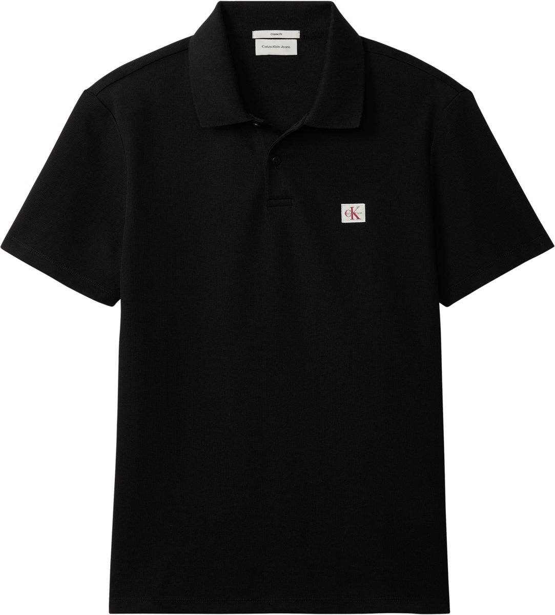 Calvin Klein Jeans Ss Microwaffle Woven Label Polo Zwart