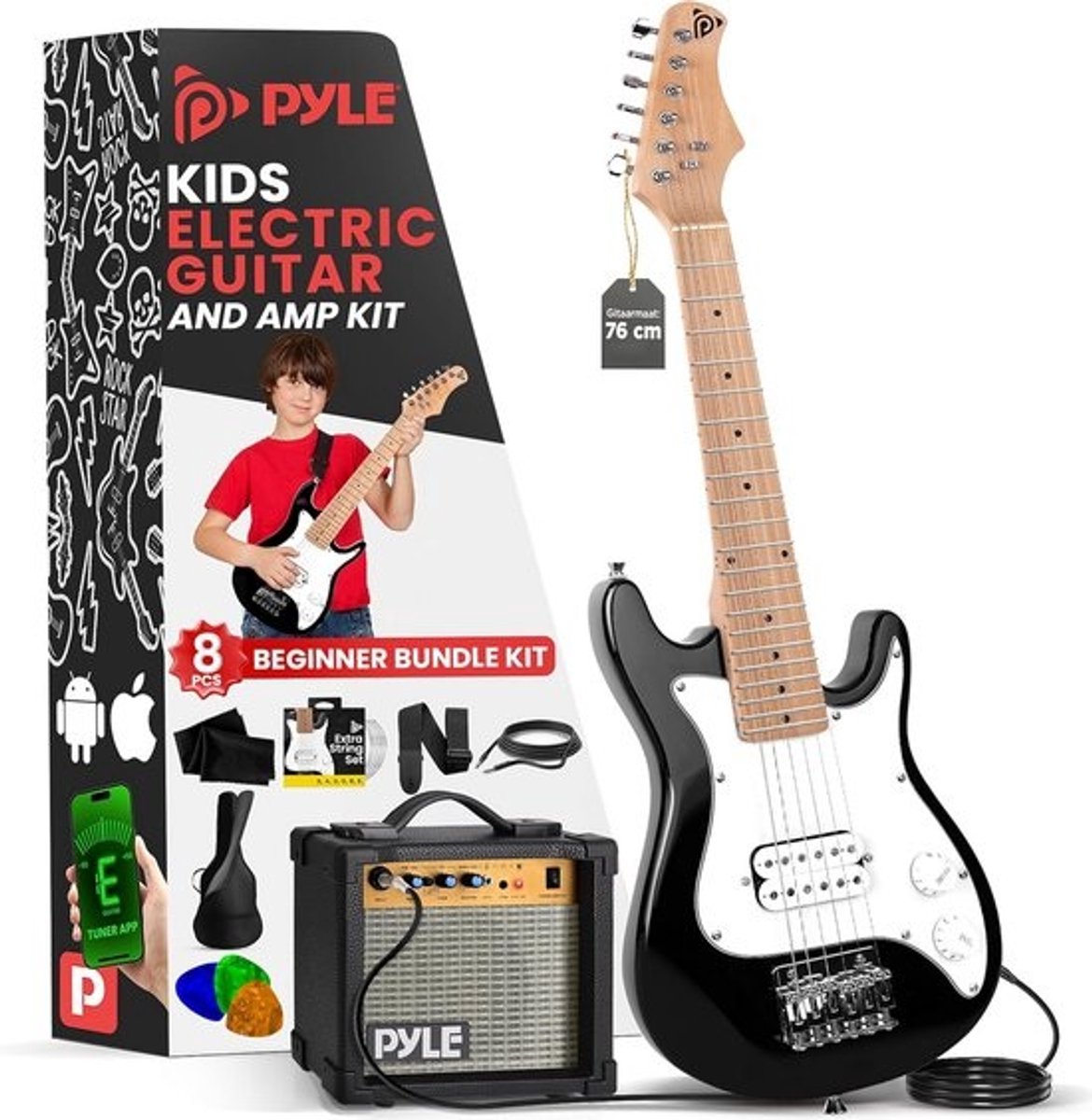 Elektrische Gitaar Starter Set voor Kinderen - Inclusief Versterker en Accessoires - 76cm Mini Gitaar