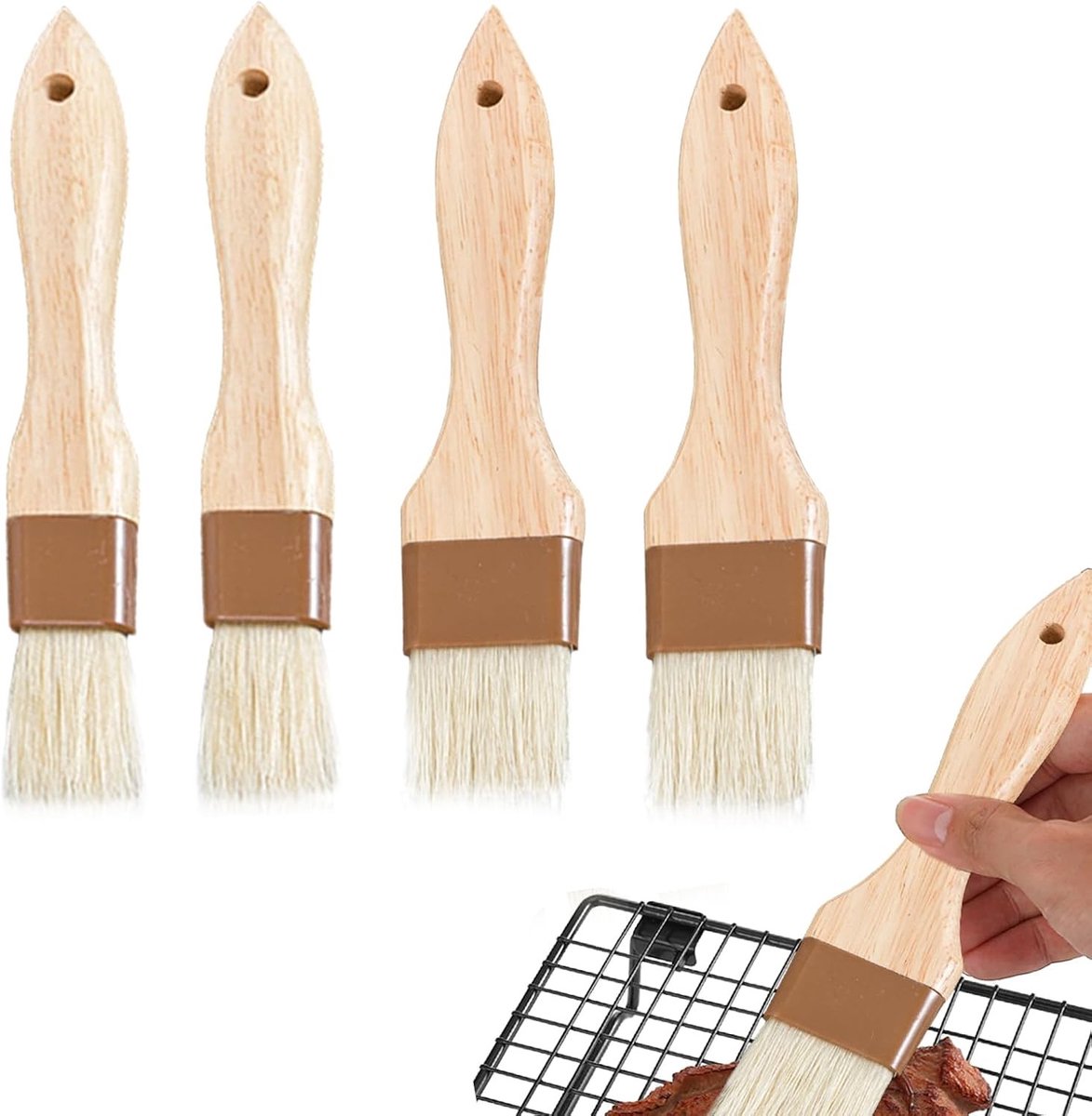Bakkwasten - Houtkleur - 1,5 inch (4 cm) - Natuurlijke Haren - Voor Koken en Grillen