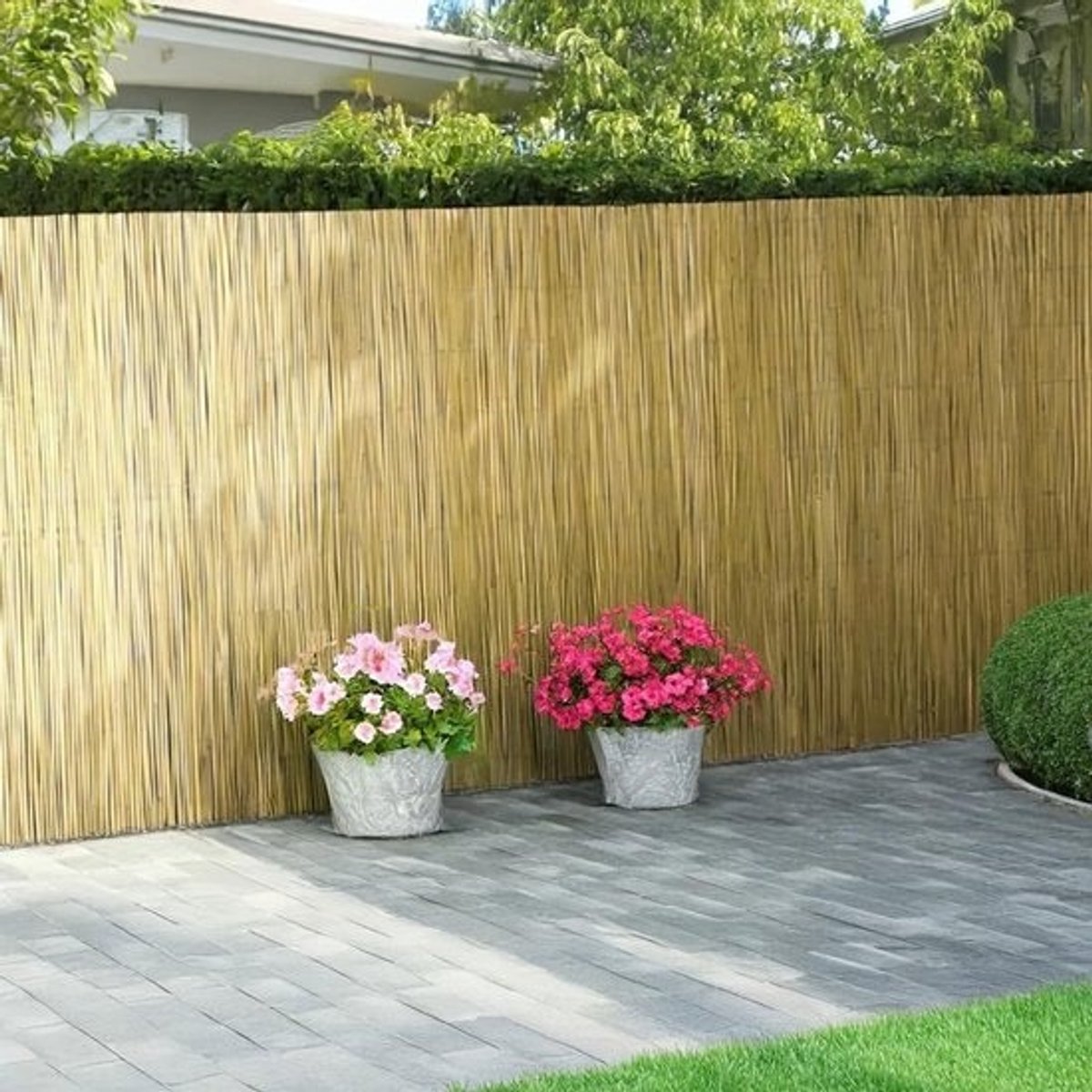 Rieten hek rol - Bamboe scherm - Tuin privacy - Natuurlijk materiaal - 4m x 1m - Bruin