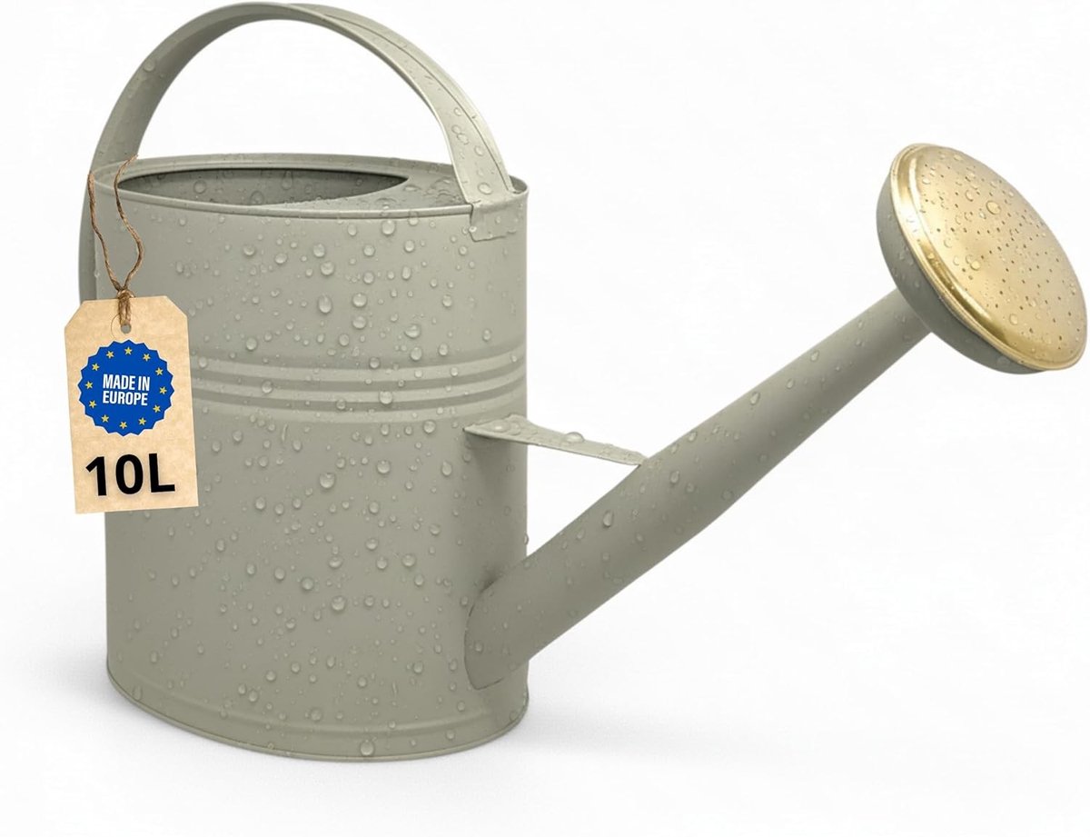 Gieter - Groen - 10 liter - Metalen Gieter met Messing Tuinslang - Voor Tuin en Balkon